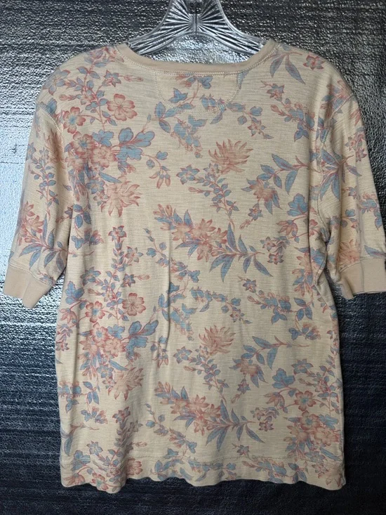 Lauren Ralph Lauren Cream Floral Henley Tee with Pink & Blue Accents - Picture 6 of 7